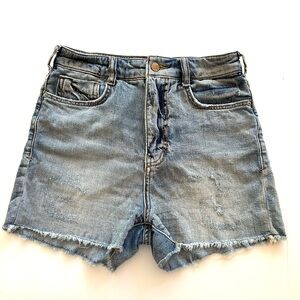 Anthropologie Pilcro High Rise Distressed Denim Shorts Size 25